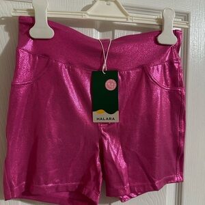 HALARA Women's Shiny Pink Athletic Shorts